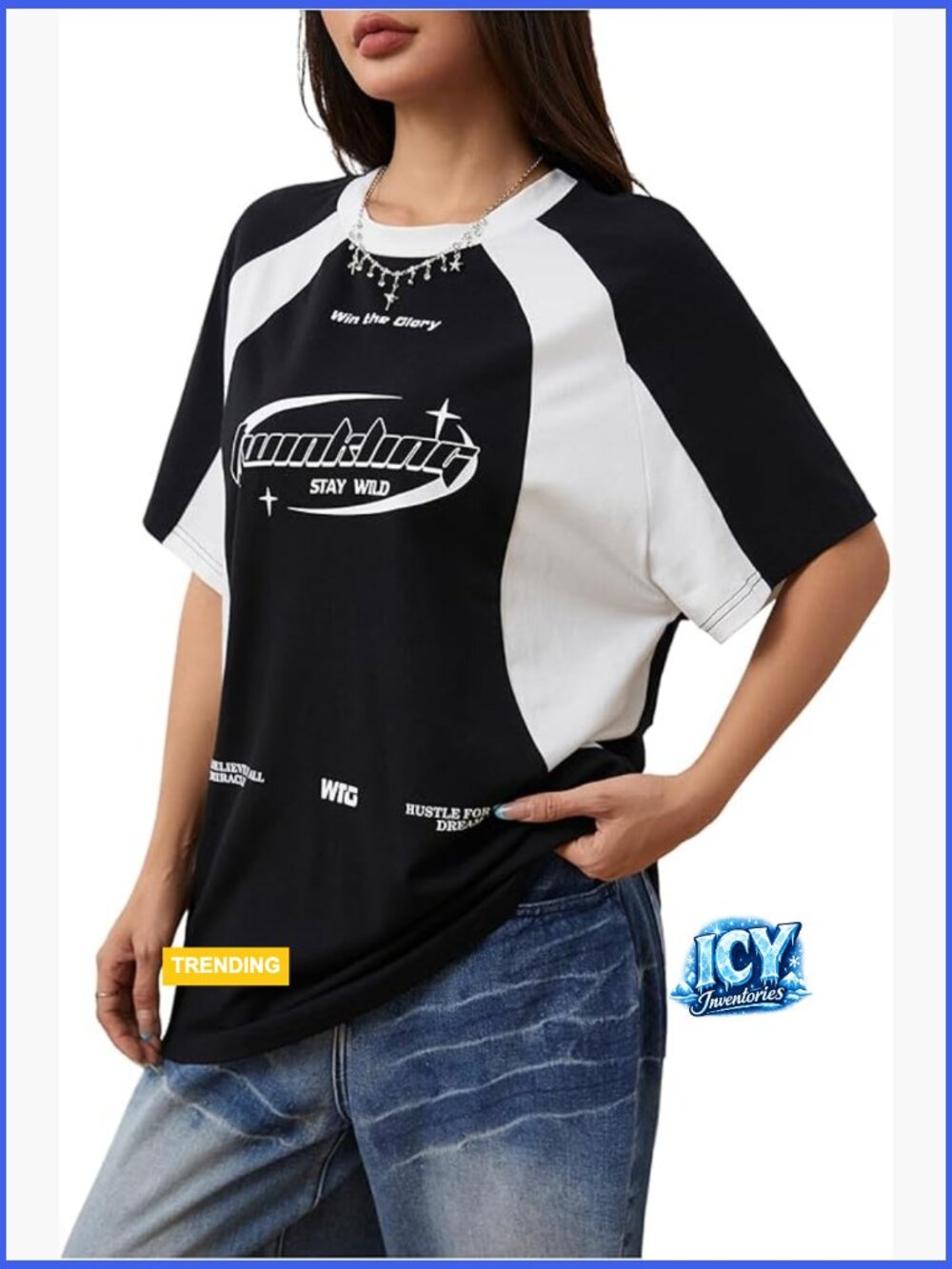 Oversized Graphic Tee Short Sleeve Crew Neck Polyester Blend Streetwear